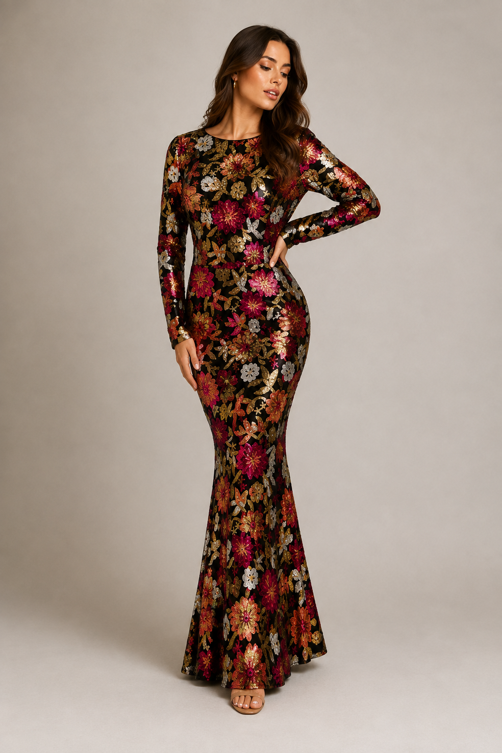 VESTIDO FLORAL LENTEJUELAS