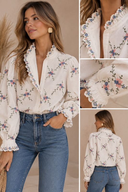 CAMISA BORDADA FLORAL