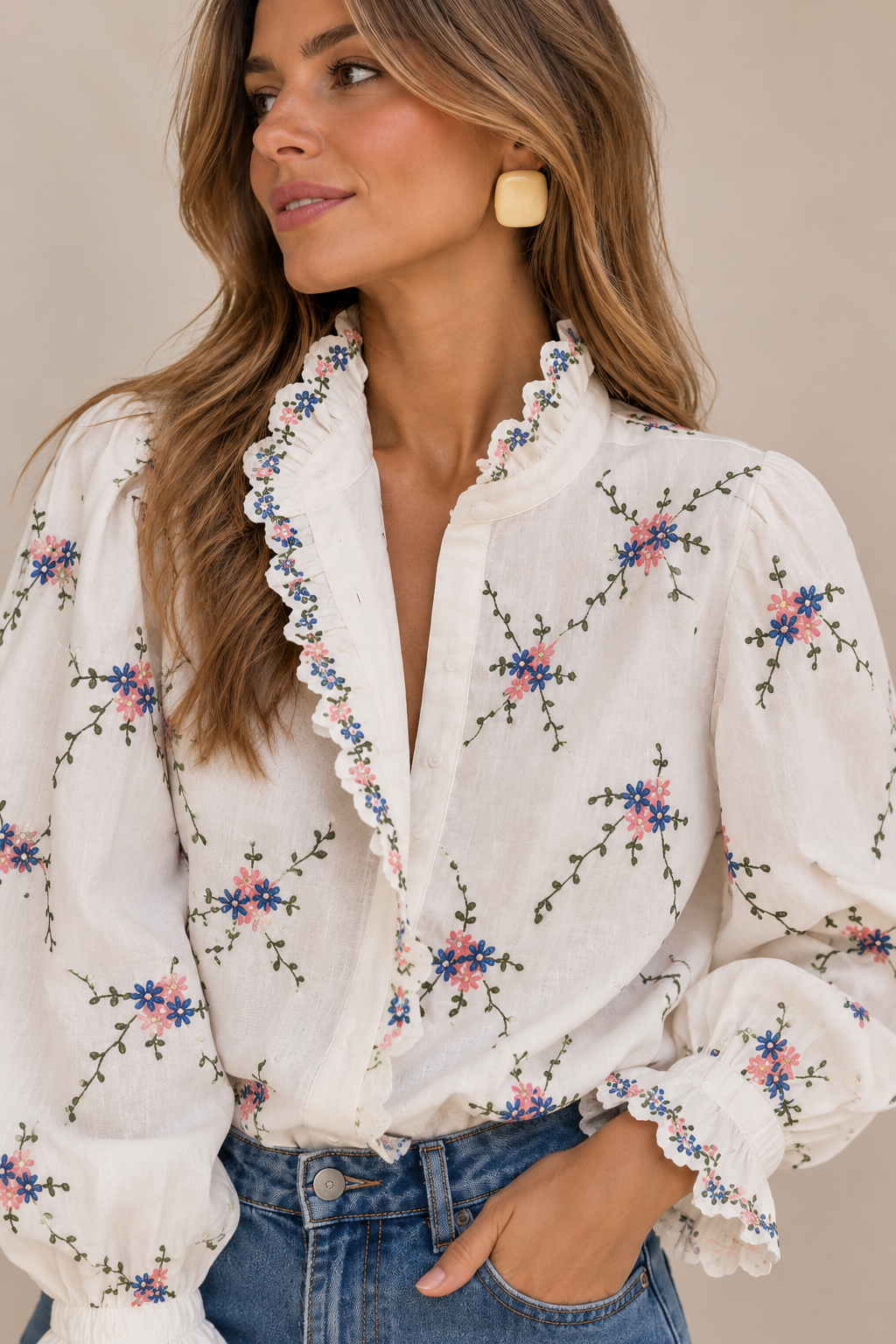 CAMISA BORDADA FLORAL