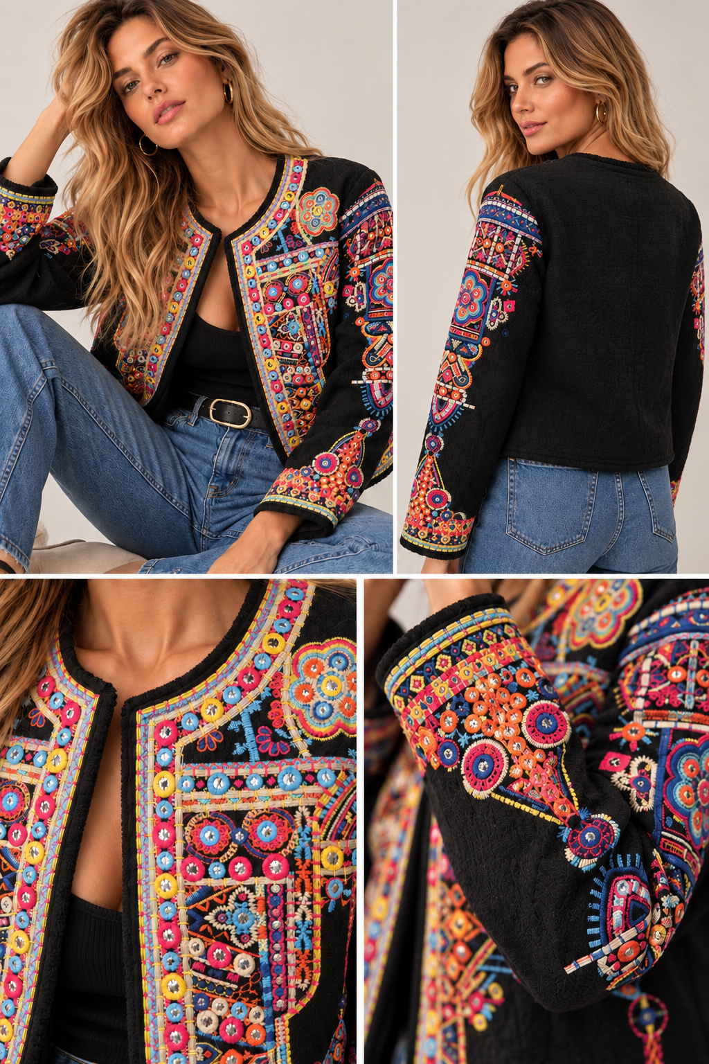 CHAQUETA BORDADA MULTICOLOR