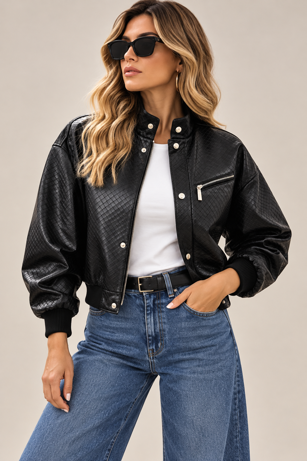 BOMBER PIEL TRENZADA