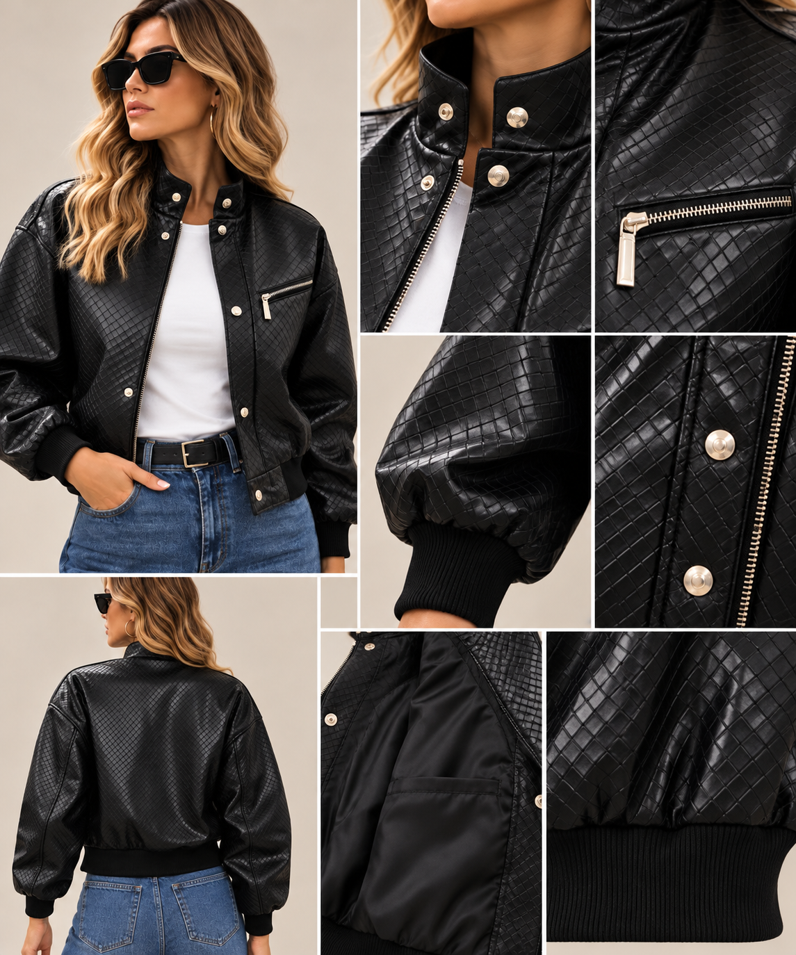 BOMBER PIEL TRENZADA