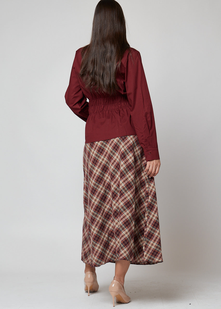 FALDA CUADROS GRANATE