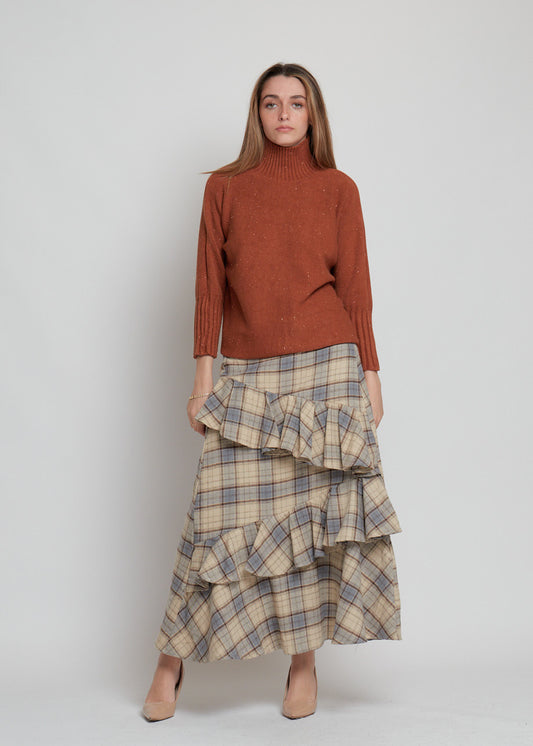 FALDA CUADROS VOLANTE