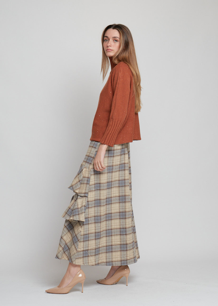 FALDA CUADROS VOLANTE