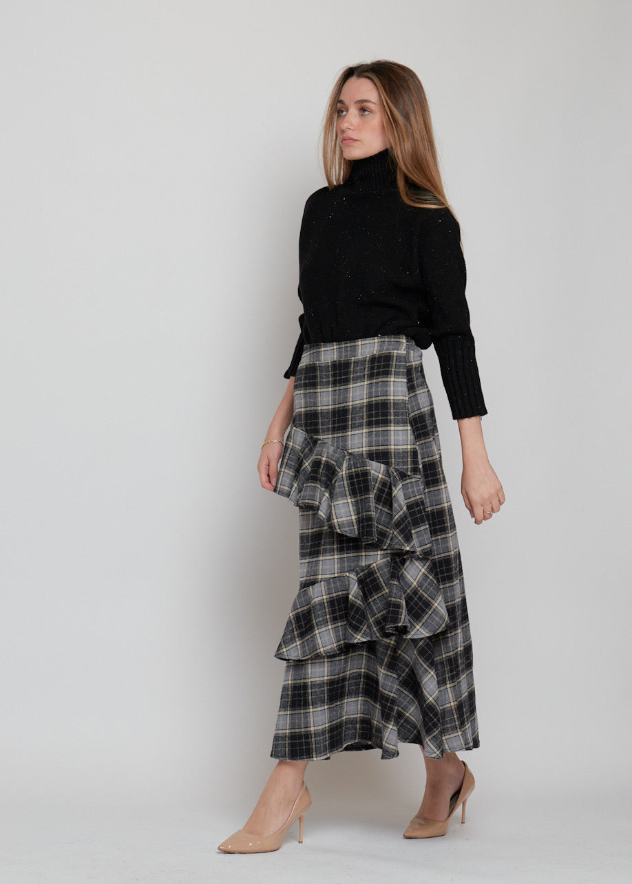 FALDA CUADROS VOLANTE