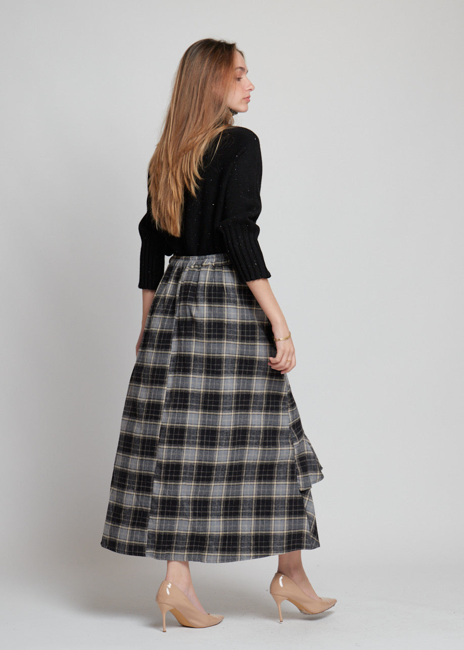 FALDA CUADROS VOLANTE
