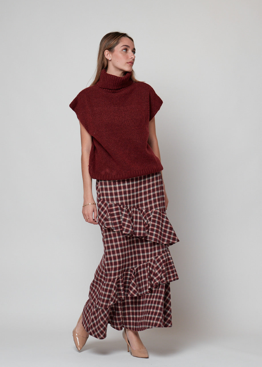 FALDA VOLANTES GRANATE