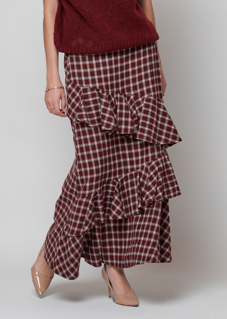 FALDA VOLANTES GRANATE