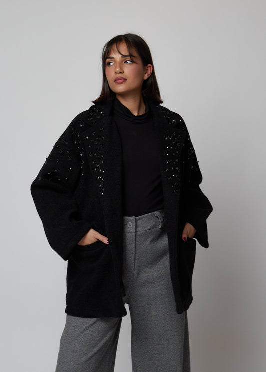 ABRIGO NEGRO BRILLOS