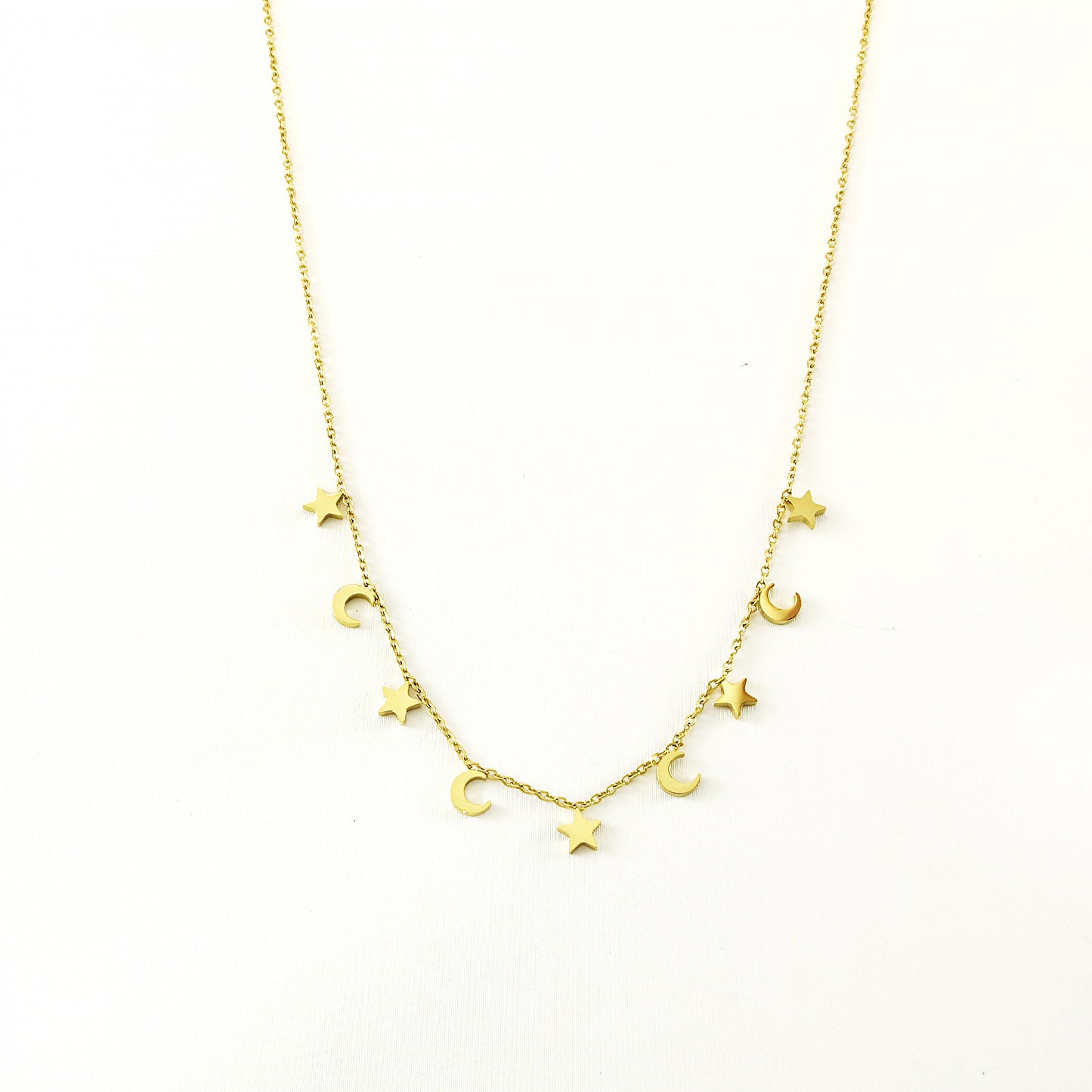 COLLAR ACERO 9 CHAPAS ESTRELLA LUNA