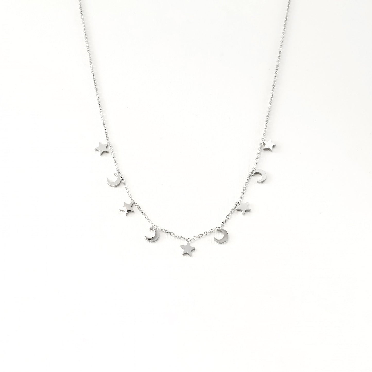 COLLAR ACERO 9 CHAPAS ESTRELLA LUNA