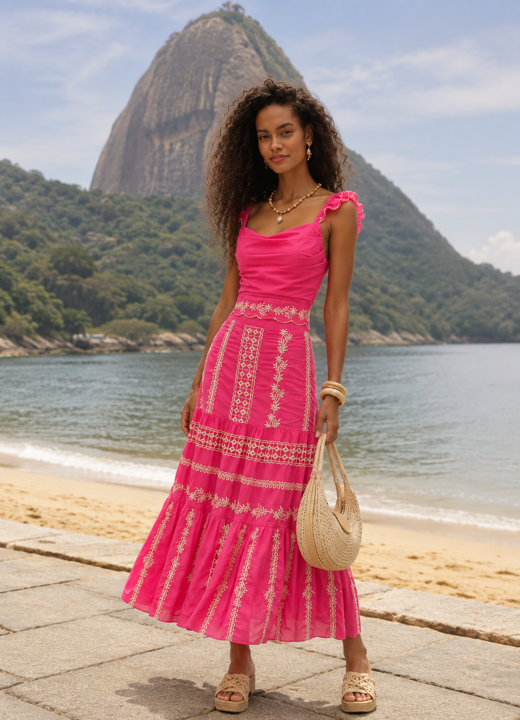 CONJUNTO BORDADO FUCSIA