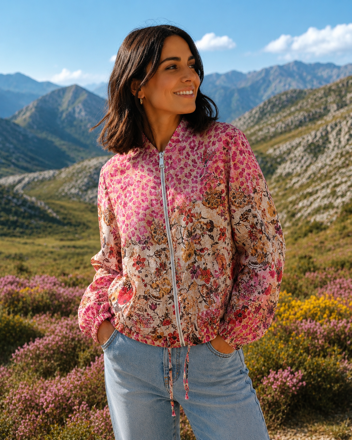 BOMBER ESTAMPADA TEJIDO LIGERO