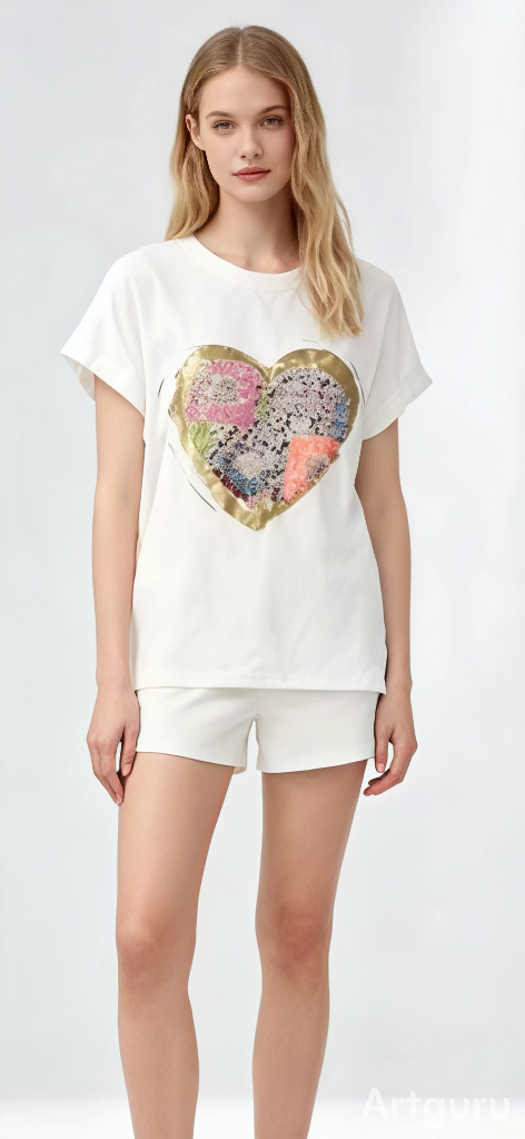CAMISETA CORAZÓN STRASS