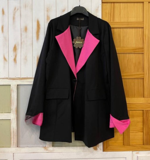 BLAZER SOLAPA Y MANGA FUCSIA