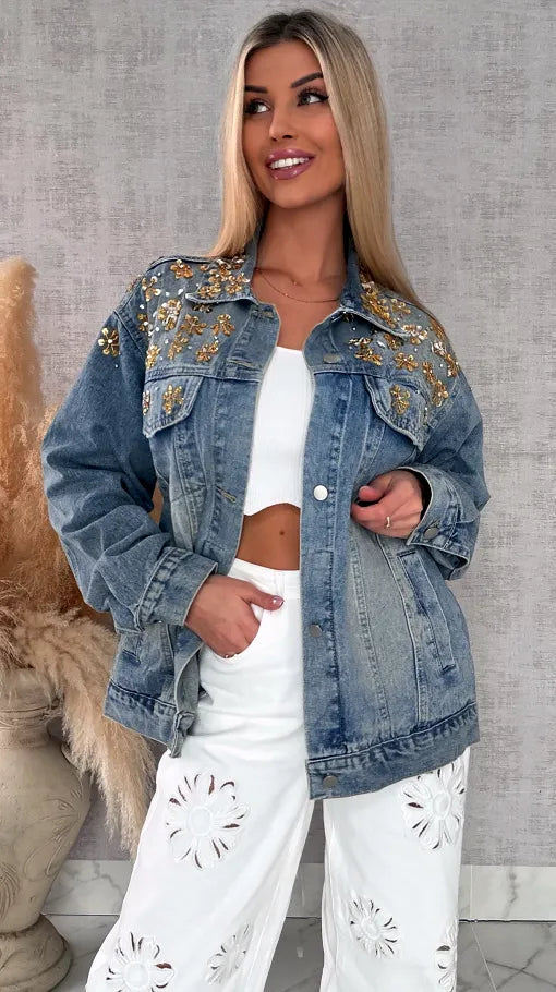 CAZADORA DENIM FLORES