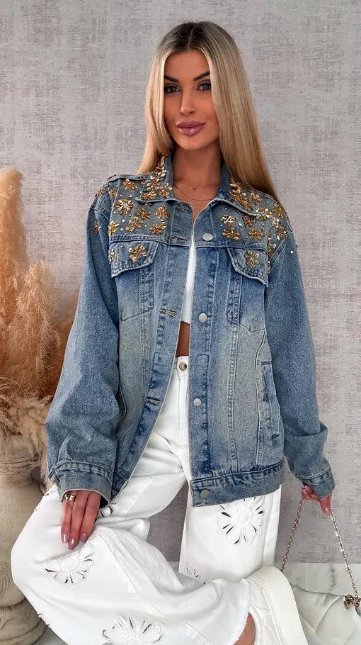CAZADORA DENIM FLORES